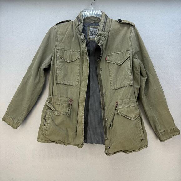 Levi Strauss & Co Jacket Women's M Olive Green Lightweight Stand Collar Military - Picture 4 of 12